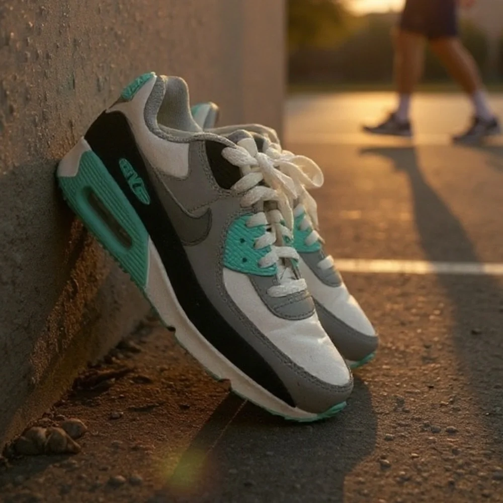 Nike Air Max Youth 6 1/2 black white aqua gray athletic shoe